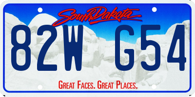 SD license plate 82WG54