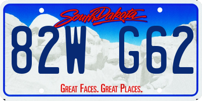 SD license plate 82WG62