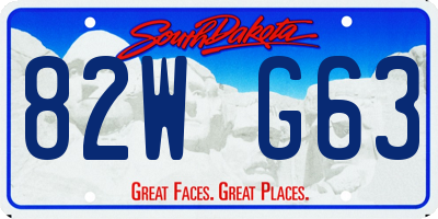 SD license plate 82WG63