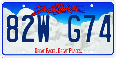SD license plate 82WG74