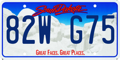SD license plate 82WG75