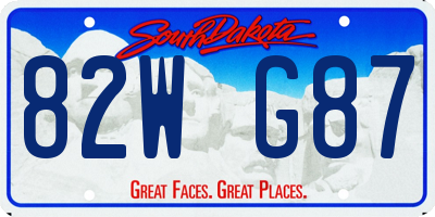 SD license plate 82WG87