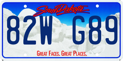 SD license plate 82WG89