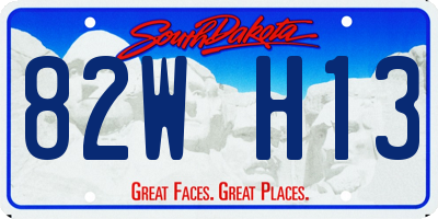 SD license plate 82WH13