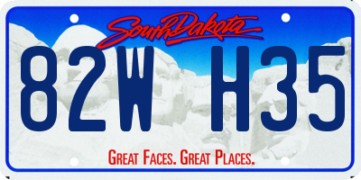 SD license plate 82WH35