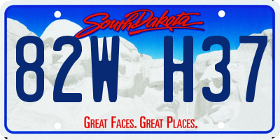 SD license plate 82WH37