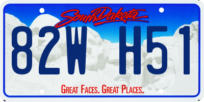 SD license plate 82WH51