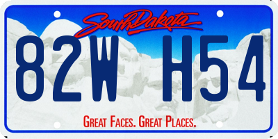 SD license plate 82WH54
