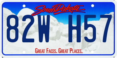 SD license plate 82WH57