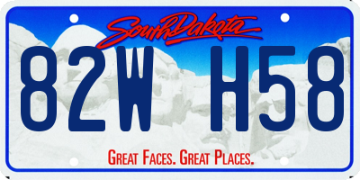 SD license plate 82WH58