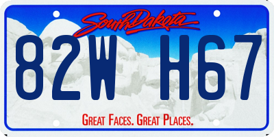 SD license plate 82WH67