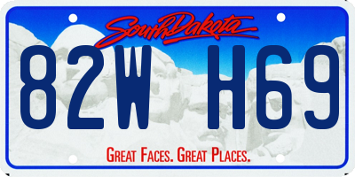 SD license plate 82WH69
