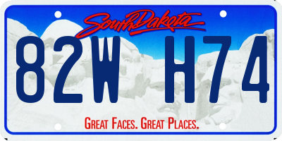 SD license plate 82WH74