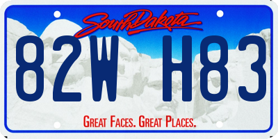 SD license plate 82WH83