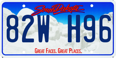 SD license plate 82WH96