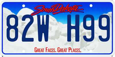 SD license plate 82WH99