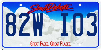 SD license plate 82WI03