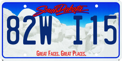 SD license plate 82WI15