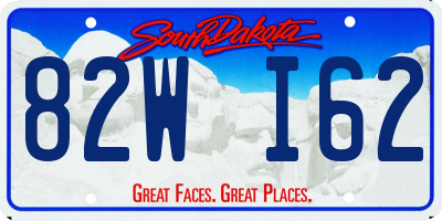 SD license plate 82WI62