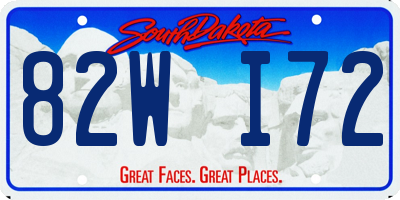 SD license plate 82WI72