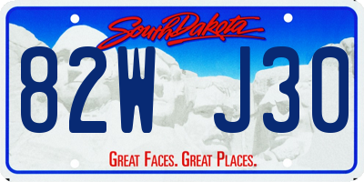 SD license plate 82WJ30