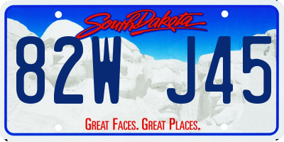 SD license plate 82WJ45