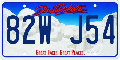 SD license plate 82WJ54