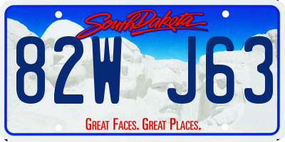 SD license plate 82WJ63
