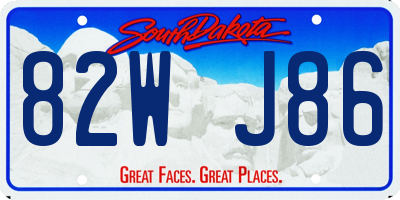 SD license plate 82WJ86