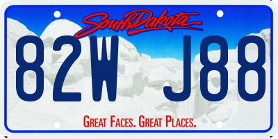 SD license plate 82WJ88