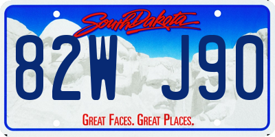 SD license plate 82WJ90