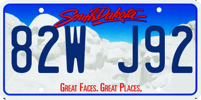 SD license plate 82WJ92