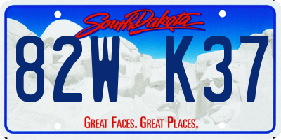 SD license plate 82WK37