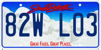 SD license plate 82WL03