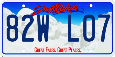SD license plate 82WL07