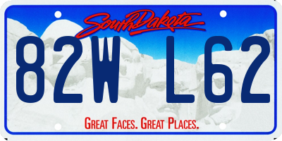 SD license plate 82WL62
