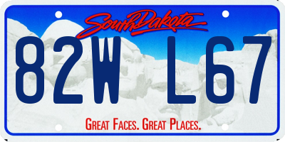 SD license plate 82WL67