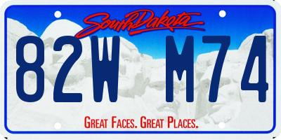 SD license plate 82WM74