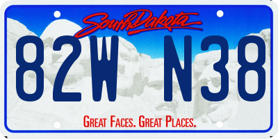SD license plate 82WN38