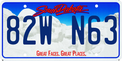 SD license plate 82WN63