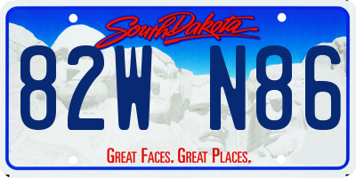 SD license plate 82WN86