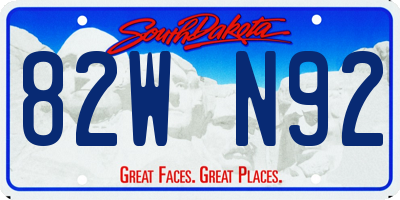 SD license plate 82WN92