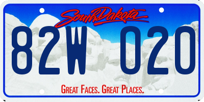 SD license plate 82WO20