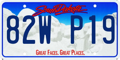 SD license plate 82WP19