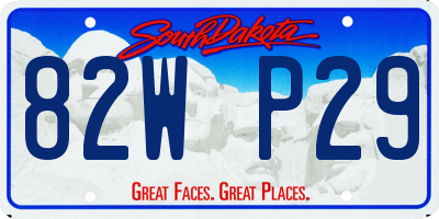 SD license plate 82WP29