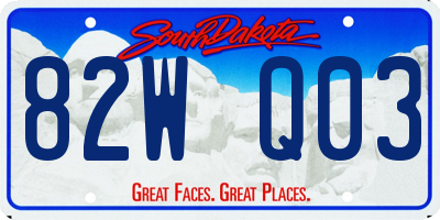 SD license plate 82WQ03