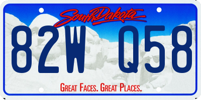 SD license plate 82WQ58