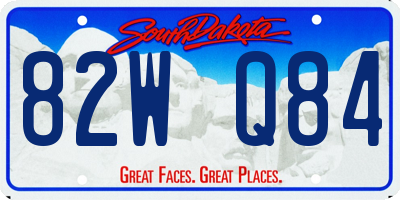 SD license plate 82WQ84