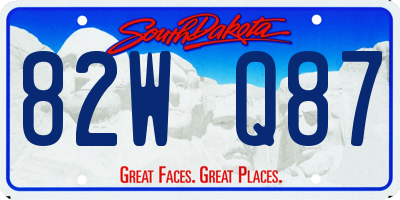 SD license plate 82WQ87
