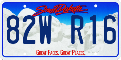 SD license plate 82WR16
